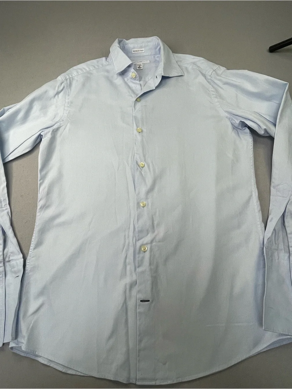 Banana Republic Light Blue Fitted Solid 100% Cotton Dress Shirt 14-14 1/2 32/33